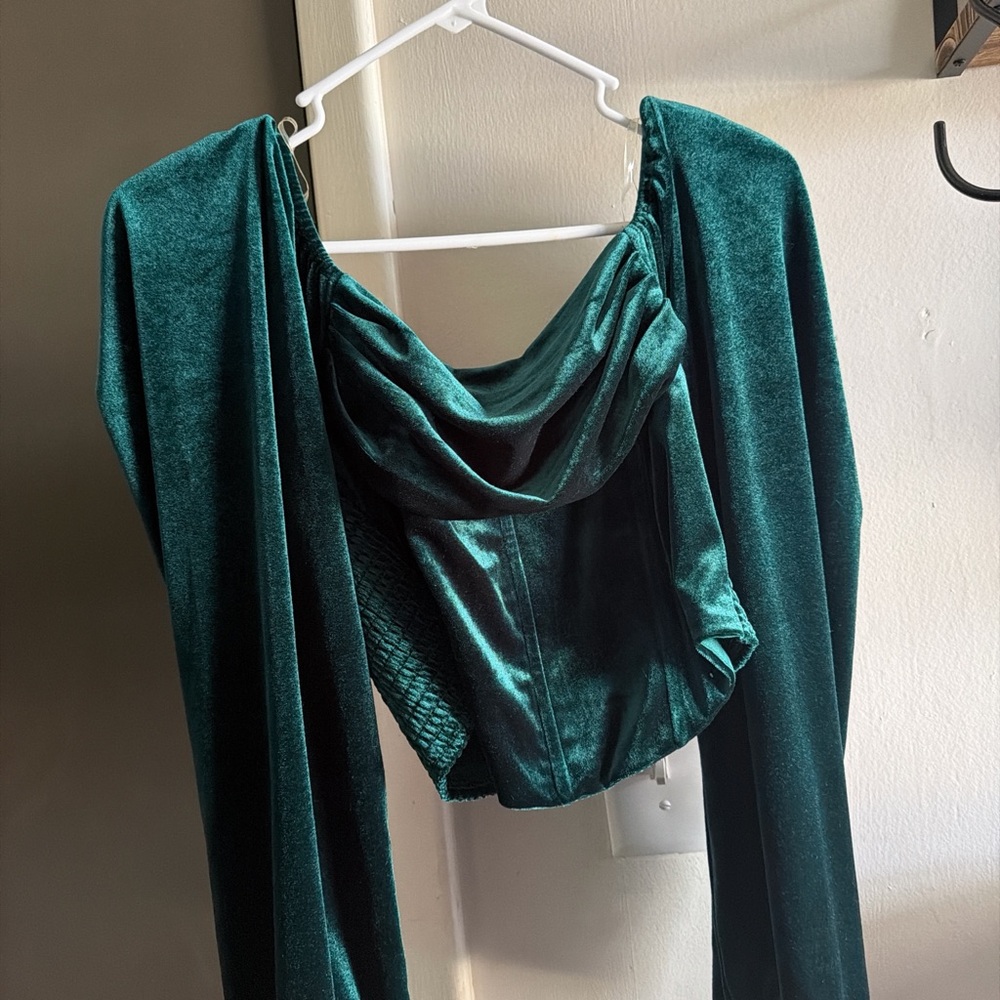 Emerald Green Velvet Corset Top